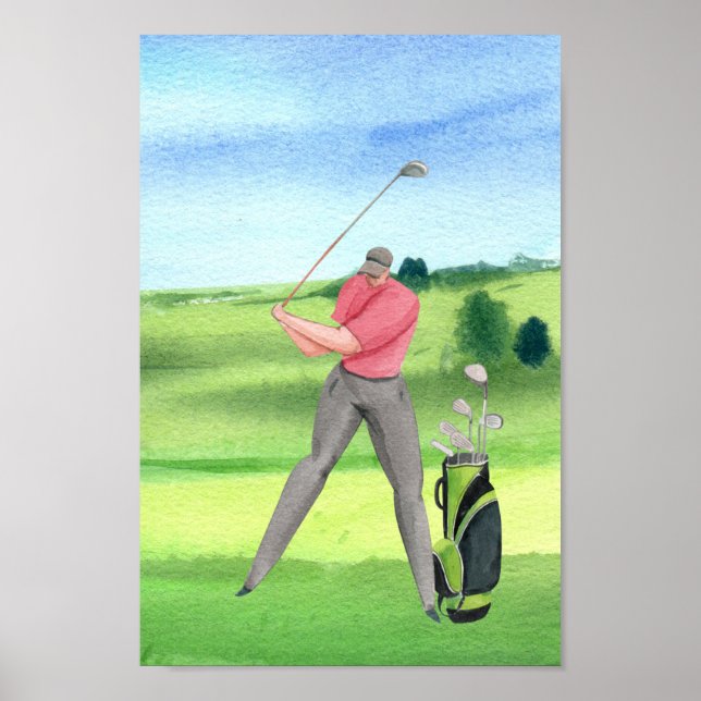 Poster Golfe de aquarela de golfe (Frente)