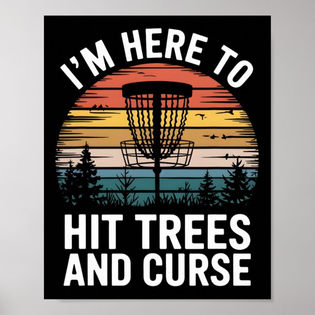 Poster Golfe de Disco Engraçado Bate Árvores e Xinga Retr (Frente)