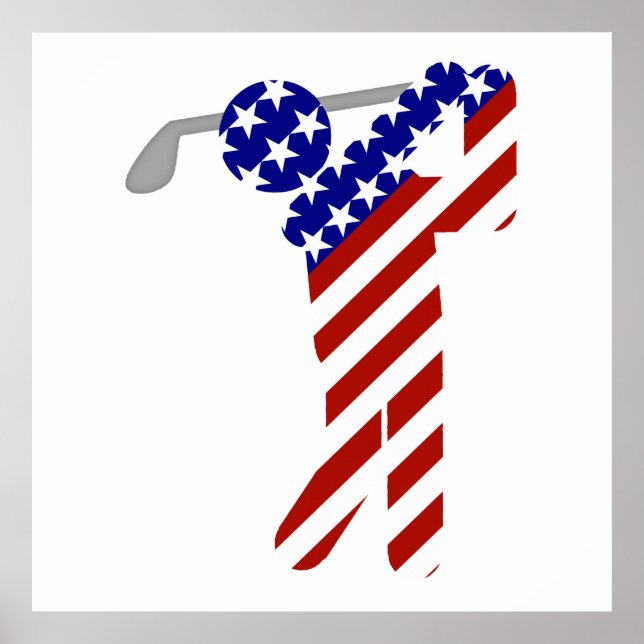 Pôster GOLFE DE HOMENS Patriótico DOS EUA (Frente)