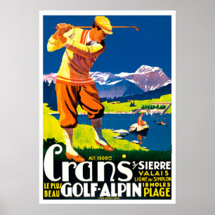 Pôster Golfe do vintage na suiça