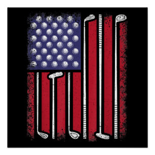Pôster Golfe Engraçado Bandeira Americana Golf Player Vin