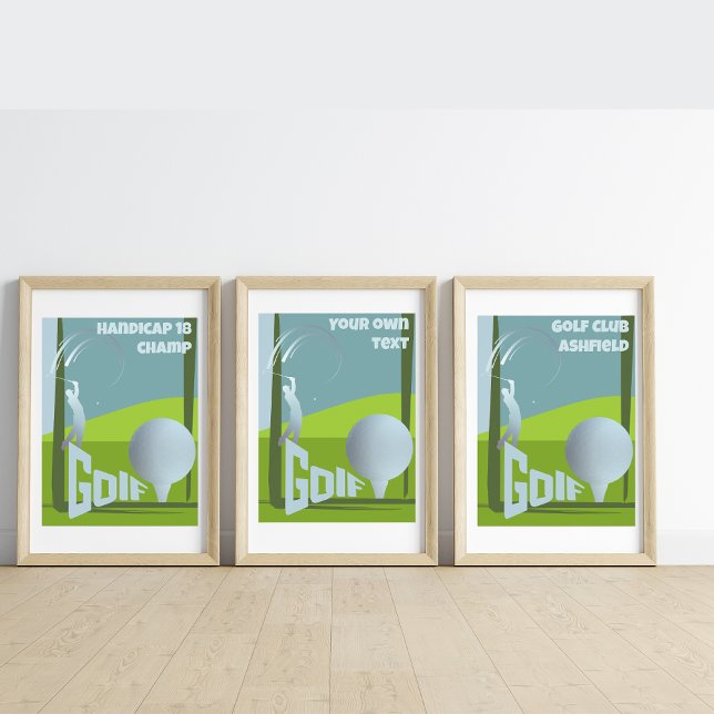 Poster Golfe golfe Golfe clube de golfe texto arte (Criador carregado)