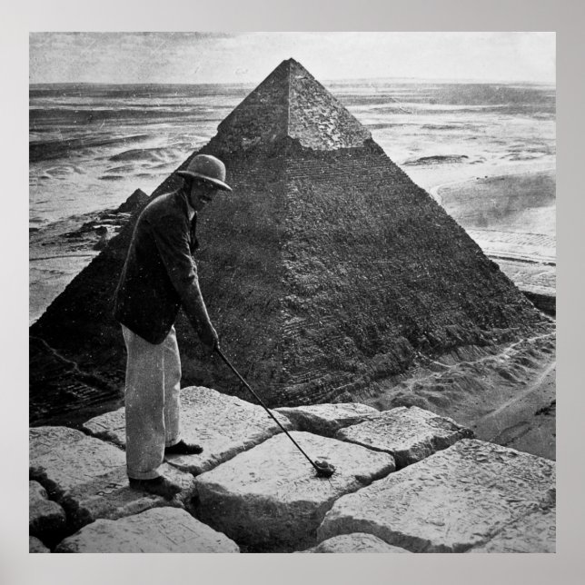 Poster Golfe na Pirâmide Preto e Branco (Frente)