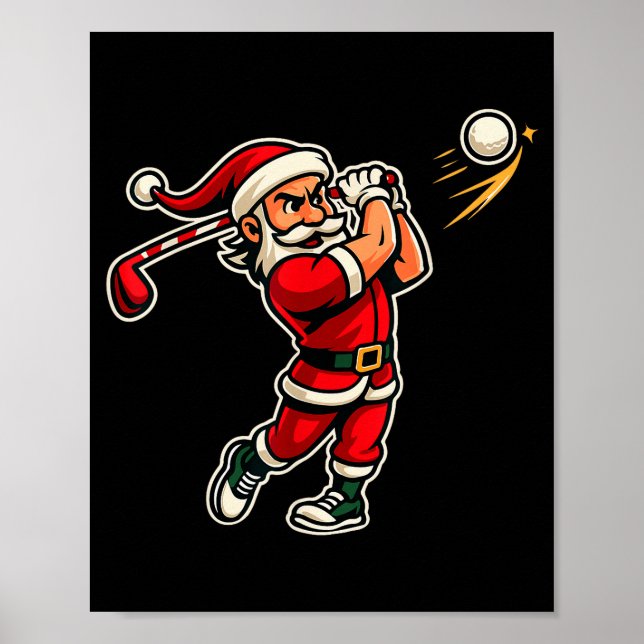 Poster Golfer Santa Christmas Golf Shirt Men Kids Boys Go (Frente)