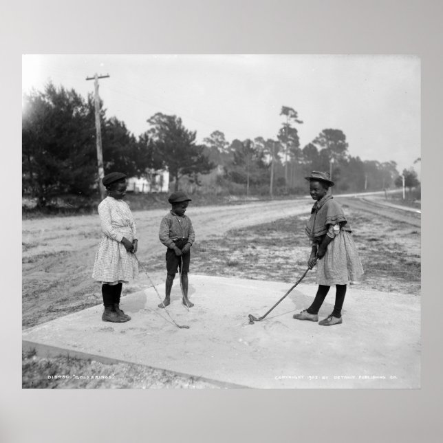 Poster Golferinos African American Children Golf c1905 (Frente)