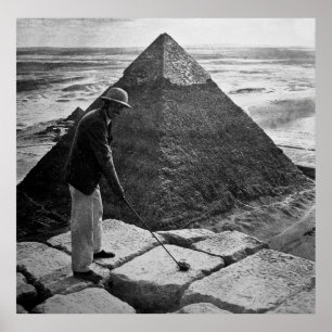 Poster Golfing na pirâmide preto e branco
