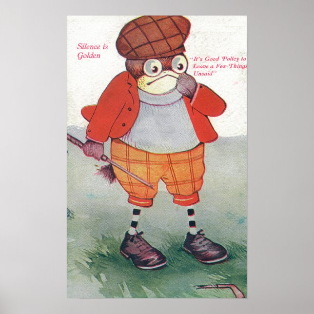 Pôster Golfing Owl Noting Silence é Ouro (Frente)