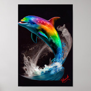 Poster Golfinho com cores - AI
