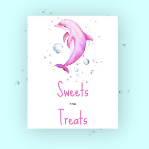 Poster Golfinho cor de água rosa - doces e doces