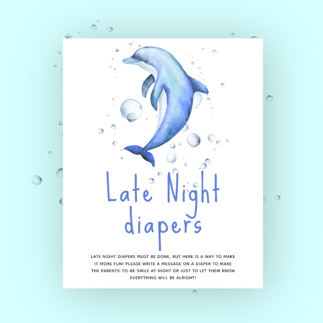 Poster Golfinho de Aquarela - fraldas Noturnas Tardias (Criador carregado)