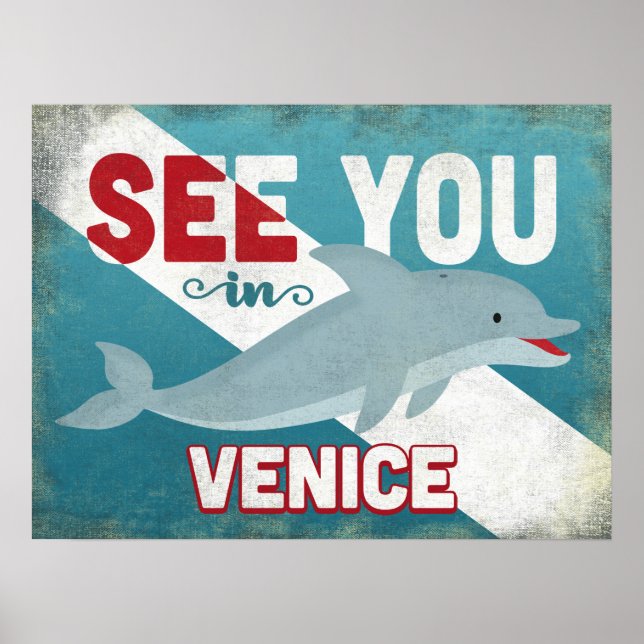 Poster Golfinho de Veneza na Flórida - Viagens vintage Re (Frente)