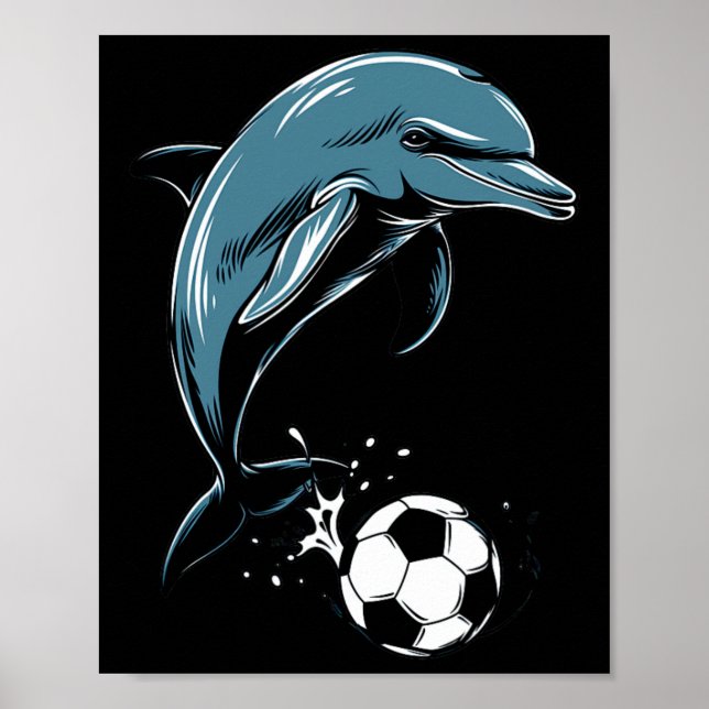 Poster Golfinho Fofo Jogando Futebol - Orca Fofa Jogando  (Frente)