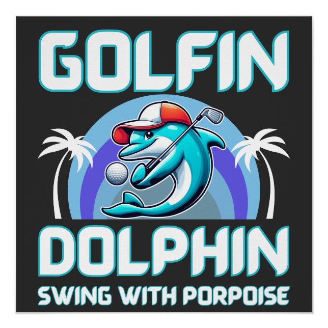 Pôster Golfinho jogando camisa de golfe | Presente para p (Frente)