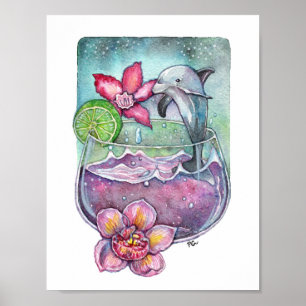 Poster Golfinhos e Orquídeas