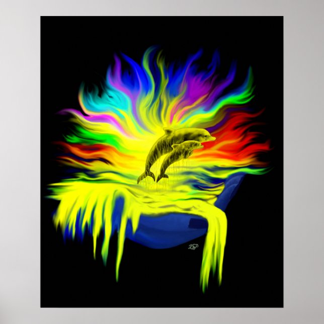Poster Golfinhos no Sol com Mão (Frente)