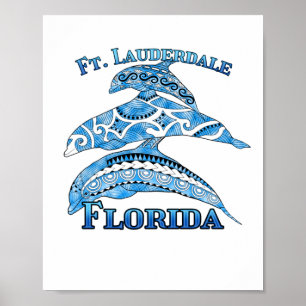 Poster Golfinhos Tribais Fort Lauderdale Florida Vacation