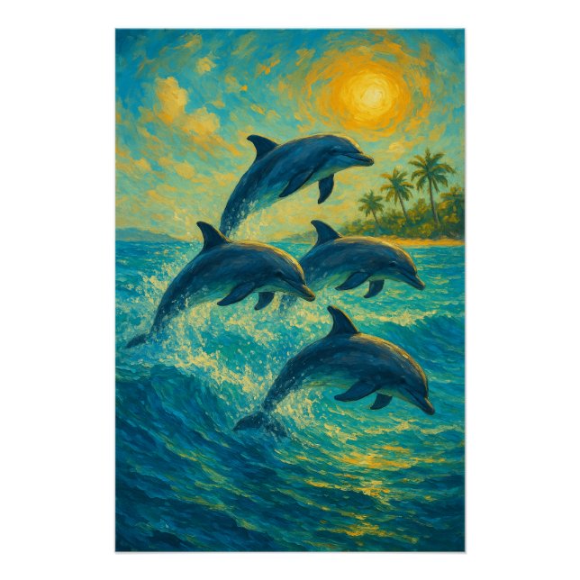 Pôster Golfinhos Tropicais - Poster do oceano (Frente)