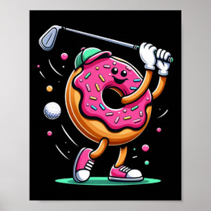 Poster Golfista Comida Donut Engraçado Campeão Esportes G