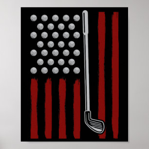 Poster Golfista da Bandeira Americana 4 de Julho Homens G
