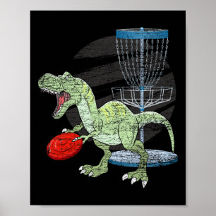 Poster Golfista de Frisbee T Rex Dinossauro Jogador de Go