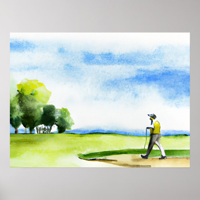 Poster Golfista em aquarela de golfe (Frente)