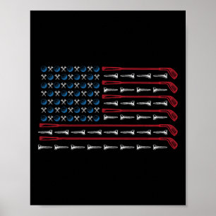 Poster Golfista Patriota Americano Bandeira Clube de Golf