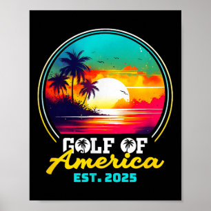 Poster Golfo Da América Dos Eua Camisa Est 2025 Retro Vin