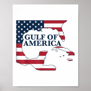 Poster Golfo Da América Dos Eua Mapa Patriótico Bandeira