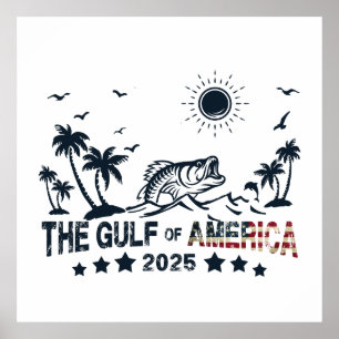 Poster Golfo da América pescando pavilhão americano patri