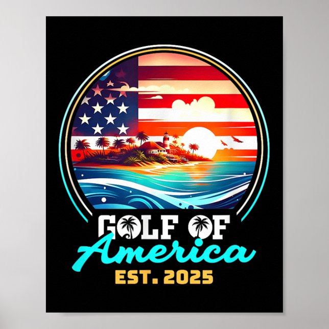 Poster Golfo De Bandeira Americano 2025 (Frente)