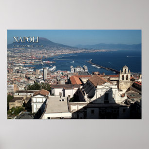Poster Golfo de Nápoles Vesúvio Arte de Parede de Viagem