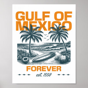 Poster Golfo De Retro Do México Est 1550 Forever Beach Go