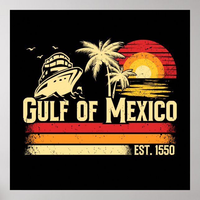 Poster Golfo do México, continue salgado vintage (Frente)