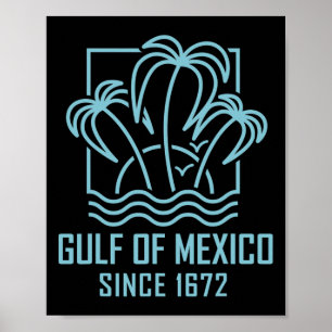 Poster Golfo Do México Desde 1672 Retro Vintage Sunset