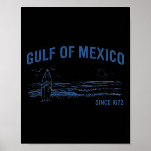 Poster Golfo Do México Desde 1672 Vintage Beach Surfing S