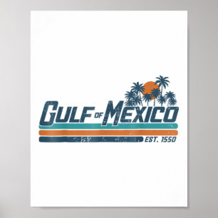 Poster Golfo Do México Est 1550 Retro Vintage Beach