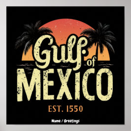 Poster Golfo do México est. 1550  Vibração Retro da Praia