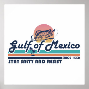 Poster Golfo do México fica salgado e resiste à pesca