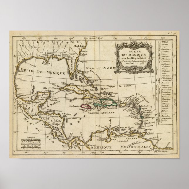 Poster Golfo do México, Ilhas do Caribe (Frente)