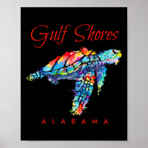 Poster Golfo do Sul Alabama Watercolor Sea Turtle