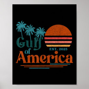 Poster Golfo Dos Eua América 2025 Bandeira Americana Méxi