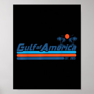 Poster Golfo Dos EUA América Est 2025 Retro Vintage Praia