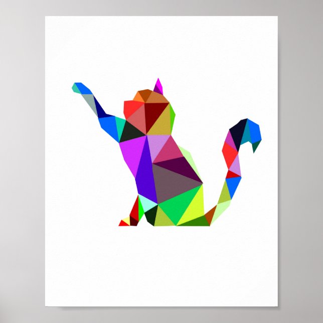 Poster Gométrico WPAP Cat Design 2 | Imprimível | Wall Ar (Frente)