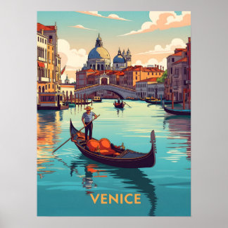 Poster Gondola ride in Venice with historic buildings