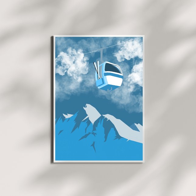 Poster Gondola Ride | Pintura de inverno na Montanha de E (Criador carregado)