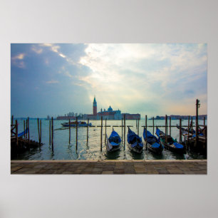 Poster Gôndolas Atracadas San Giorgio Maggiore Veneza