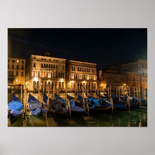 Poster Gôndolas de Veneza à Noite (Frente)