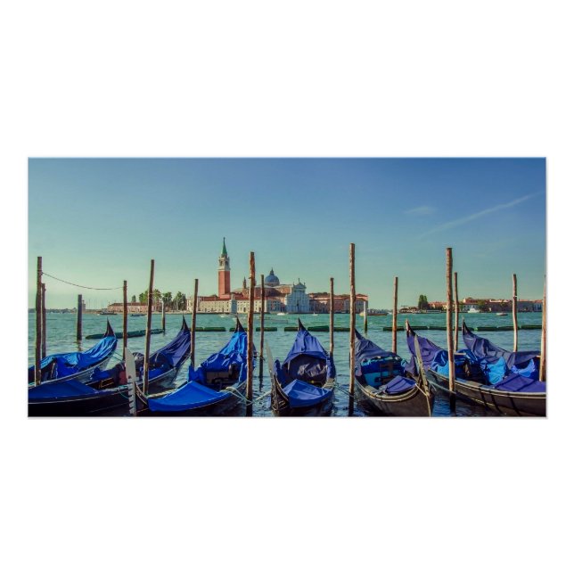Pôster Gondolas em Veneza, Itália (Frente)