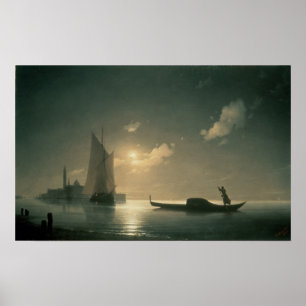 Pôster Gondolier no mar em a noite, 1843