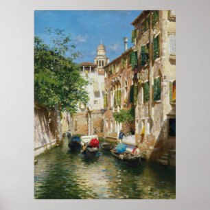 Poster Gondoliers num canal veneziano Rubens Santoro